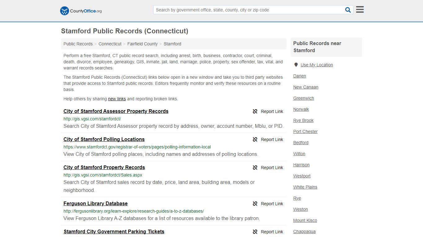 Public Records - Stamford, CT (Business, Criminal, GIS, Property ...